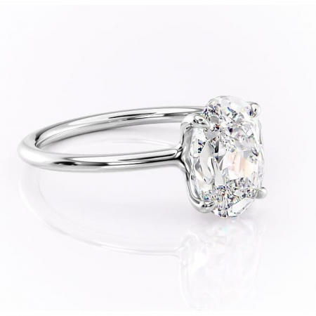 Ovală - Inel de logodnă Helena din aur Alb 14kt cu moissanite tăietură ovală – Solitar rafinată pentru profil jos | Personalizează și configurează gratuit online