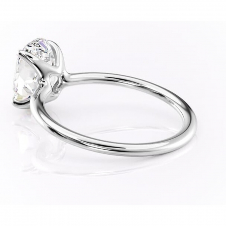 Inel de logodnă Helena din aur Alb 14kt cu moissanite tăietură ovală – Solitar rafinată pentru profil jos | Personalizează și configurează gratuit online [4]