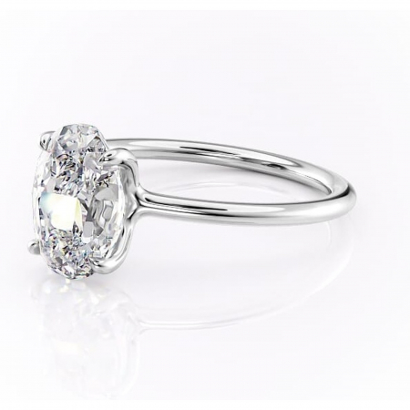 Inel de logodnă Helena din aur Alb 14kt cu moissanite tăietură ovală – Solitar rafinată pentru profil jos | Personalizează și configurează gratuit online [6]