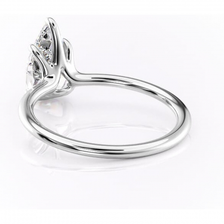 Inel de logodnă Helena din aur Alb 14kt cu moissanite tăietură pară – Solitar rafinată pentru profil jos | Personalizează și configurează gratuit online [3]