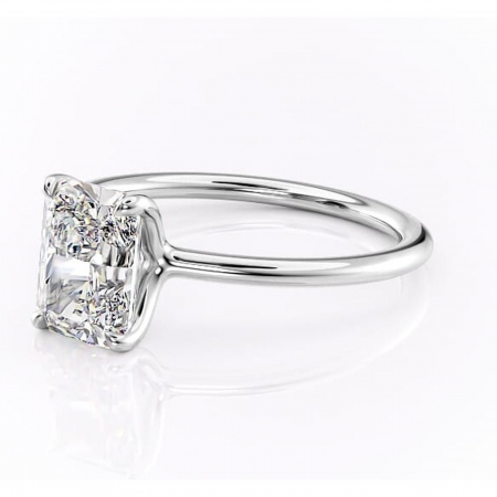 Inel de logodnă Helena din aur Alb 14kt cu moissanite tăietură radiantă – Solitar rafinată pentru profil jos | Personalizează și configurează gratuit online [6]