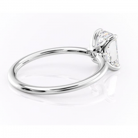 Inel de logodnă Helena din aur Alb 14kt cu moissanite tăietură radiantă – Solitar rafinată pentru profil jos | Personalizează și configurează gratuit online [2]