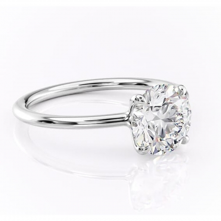14K - Inel de logodnă Helena din aur Alb 14kt cu moissanite tăietură rotundă – Solitar rafinată pentru profil jos | Personalizează și configurează gratuit online