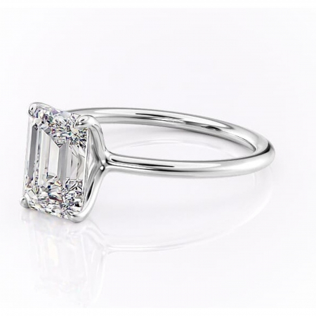 Inel de logodnă Helena din aur Alb 14kt cu moissanite tăietură smarald – Solitar rafinată pentru profil jos | Personalizează și configurează gratuit online [6]