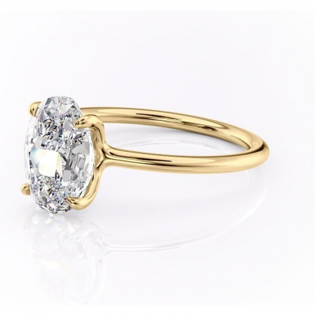 Inel de logodnă Helena din aur Galben 14kt cu moissanite tăietură ovală – Solitar rafinată pentru profil jos | Personalizează și configurează gratuit online [6]