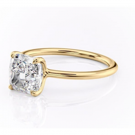 Inel de logodnă Helena din aur Galben 14kt cu moissanite tăietură pernă – Solitar rafinată pentru profil jos | Personalizează și configurează gratuit online [6]