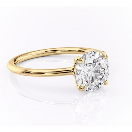 Aur galben - Inel de logodnă Helena din aur Galben 14kt cu moissanite tăietură rotundă – Solitar rafinată pentru profil jos | Personalizează și configurează gratuit online