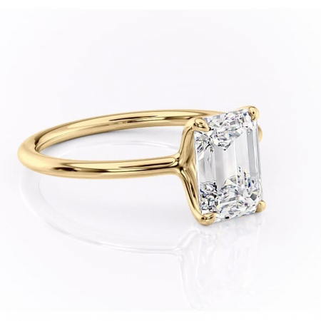 Smarald - Inel de logodnă Helena din aur Galben 18kt cu moissanite tăietură smarald – Solitar rafinată pentru profil jos | Personalizează și configurează gratuit online