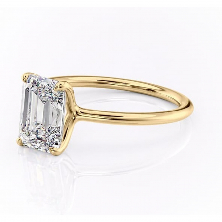 Inel de logodnă Helena din aur Galben 14kt cu moissanite tăietură smarald – Solitar rafinată pentru profil jos | Personalizează și configurează gratuit online [6]