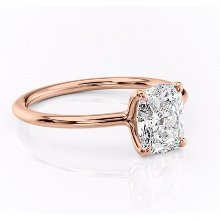 Pernă alungită - Inel de logodnă Helena din aur Rose 14kt cu moissanite tăietură asscher – Solitar rafinată pentru profil jos | Personalizează și configurează gratuit online