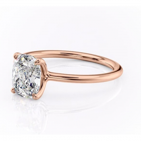 Inel de logodnă Helena din aur Rose 14kt cu moissanite tăietură asscher – Solitar rafinată pentru profil jos | Personalizează și configurează gratuit online [6]