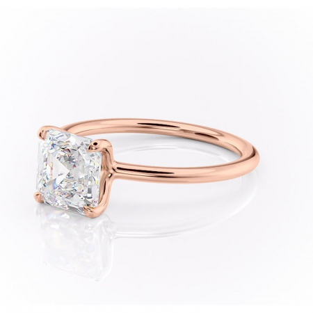 Inel de logodnă Helena din aur Rose 14kt cu moissanite tăietură asscher – Solitar rafinată pentru profil jos | Personalizează și configurează gratuit online [6]