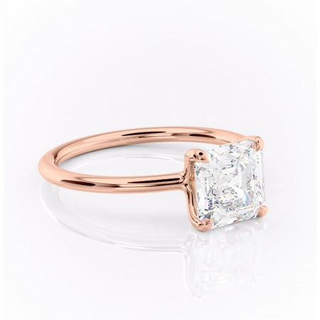 Asscher - Inel de logodnă Helena din aur Rose 18kt cu moissanite tăietură asscher – Solitar rafinată pentru profil jos | Personalizează și configurează gratuit online