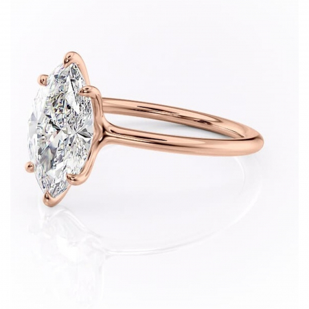 Inel de logodnă Helena din aur Rose 14kt cu moissanite tăietură marquise – Solitar rafinată pentru profil jos | Personalizează și configurează gratuit online [6]