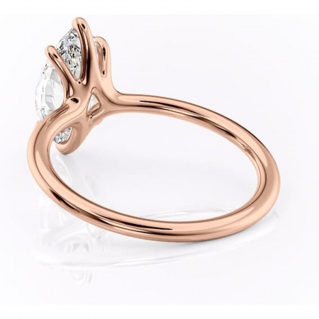 Inel de logodnă Helena din aur Rose 14kt cu moissanite tăietură marquise – Solitar rafinată pentru profil jos | Personalizează și configurează gratuit online [3]