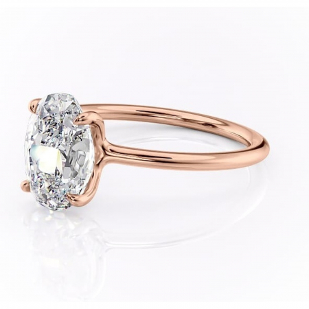 Inel de logodnă Helena din aur Rose 18kt cu moissanite tăietură ovală – Solitar rafinată pentru profil jos | Personalizează și configurează gratuit online [6]