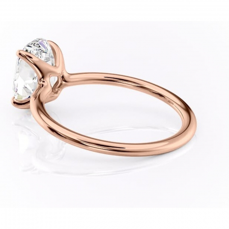 Inel de logodnă Helena din aur Rose 18kt cu moissanite tăietură ovală – Solitar rafinată pentru profil jos | Personalizează și configurează gratuit online [4]