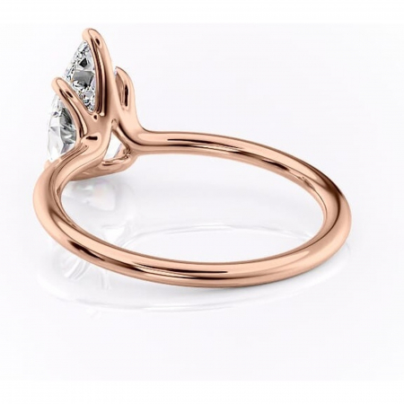 Inel de logodnă Helena din aur Rose 14kt cu moissanite tăietură pară – Solitar rafinată pentru profil jos | Personalizează și configurează gratuit online [3]