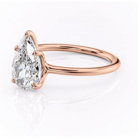 Inel de logodnă Helena din aur Rose 14kt cu moissanite tăietură pară – Solitar rafinată pentru profil jos | Personalizează și configurează gratuit online [6]