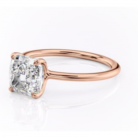 Inel de logodnă Helena din aur Rose 14kt cu moissanite tăietură pernă – Solitar rafinată pentru profil jos | Personalizează și configurează gratuit online [6]