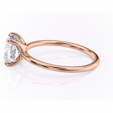 Inel de logodnă Helena din aur Rose 14kt cu moissanite tăietură pernă – Solitar rafinată pentru profil jos | Personalizează și configurează gratuit online [5]