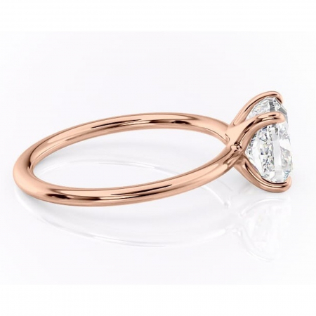 Inel de logodnă Helena din aur Rose 14kt cu moissanite tăietură pernă – Solitar rafinată pentru profil jos | Personalizează și configurează gratuit online [1]