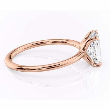 Inel de logodnă Helena din aur Rose 14kt cu moissanite tăietură radiantă – Solitar rafinată pentru profil jos | Personalizează și configurează gratuit online [1]