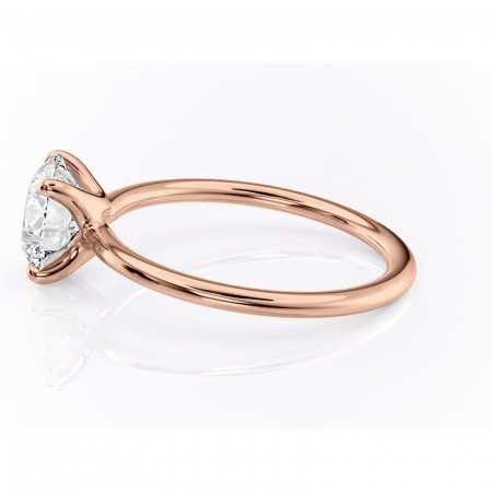 Inel de logodnă Helena din aur Rose 14kt cu moissanite tăietură rotundă – Solitar rafinată pentru profil jos | Personalizează și configurează gratuit online [5]