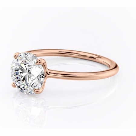 Inel de logodnă Helena din aur Rose 14kt cu moissanite tăietură rotundă – Solitar rafinată pentru profil jos | Personalizează și configurează gratuit online [6]