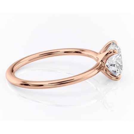 Inel de logodnă Helena din aur Rose 14kt cu moissanite tăietură rotundă – Solitar rafinată pentru profil jos | Personalizează și configurează gratuit online [1]