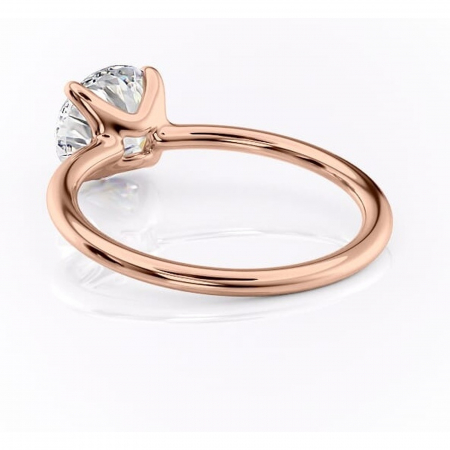 Inel de logodnă Helena din aur Rose 14kt cu moissanite tăietură rotundă – Solitar rafinată pentru profil jos | Personalizează și configurează gratuit online [3]