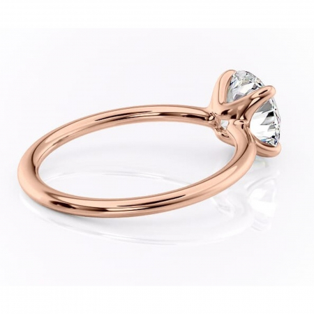 Inel de logodnă Helena din aur Rose 14kt cu moissanite tăietură rotundă – Solitar rafinată pentru profil jos | Personalizează și configurează gratuit online [2]