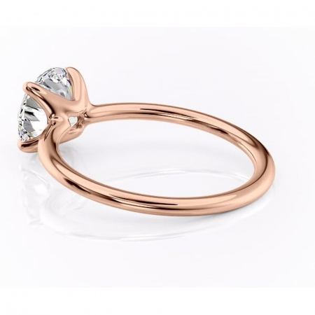 Inel de logodnă Helena din aur Rose 14kt cu moissanite tăietură rotundă – Solitar rafinată pentru profil jos | Personalizează și configurează gratuit online [4]