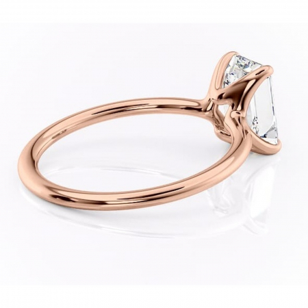 Inel de logodnă Helena din aur Rose 14kt cu moissanite tăietură smarald – Solitar rafinată pentru profil jos | Personalizează și configurează gratuit online [2]