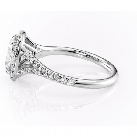 Inel de logodnă Henrietta din aur Alb 14kt cu moissanite tăietură asscher – Halo rafinată pentru profil mediu | Personalizează și configurează gratuit online [5]