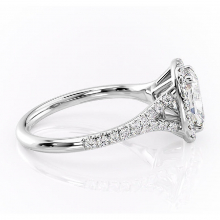 Inel de logodnă Henrietta din aur Alb 14kt cu moissanite tăietură asscher – Halo rafinată pentru profil mediu | Personalizează și configurează gratuit online [1]