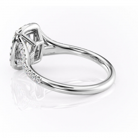 Inel de logodnă Henrietta din aur Alb 14kt cu moissanite tăietură asscher – Halo rafinată pentru profil mediu | Personalizează și configurează gratuit online [4]