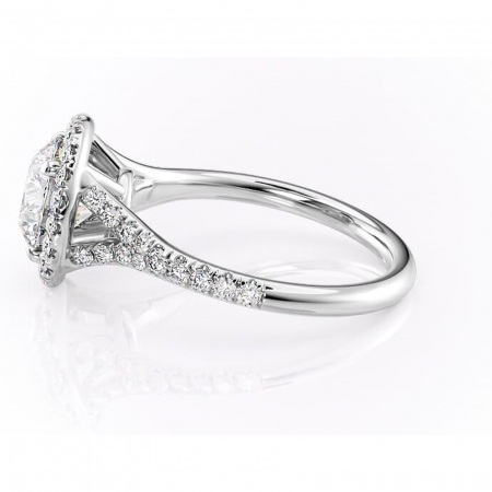 Inel de logodnă Henrietta din aur Alb 14kt cu moissanite tăietură rotundă – Halo rafinată pentru profil mediu | Personalizează și configurează gratuit online [5]