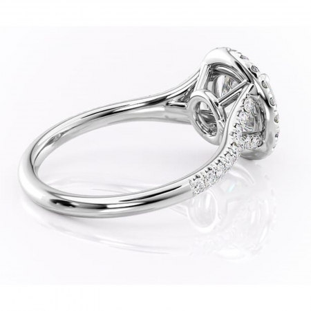 Inel de logodnă Henrietta din aur Alb 14kt cu moissanite tăietură rotundă – Halo rafinată pentru profil mediu | Personalizează și configurează gratuit online [2]