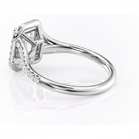 Inel de logodnă Henrietta din aur Alb 18kt cu moissanite tăietură smarald – Halo rafinată pentru profil mediu | Personalizează și configurează gratuit online [4]