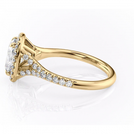 Inel de logodnă Henrietta din aur Galben 14kt cu moissanite tăietură asscher – Halo rafinată pentru profil mediu | Personalizează și configurează gratuit online [5]