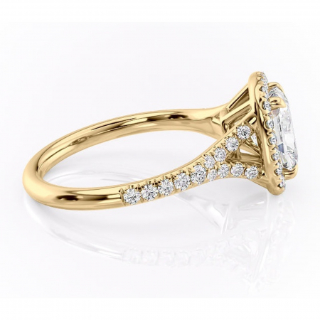 Inel de logodnă Henrietta din aur Galben 14kt cu moissanite tăietură asscher – Halo rafinată pentru profil mediu | Personalizează și configurează gratuit online [1]