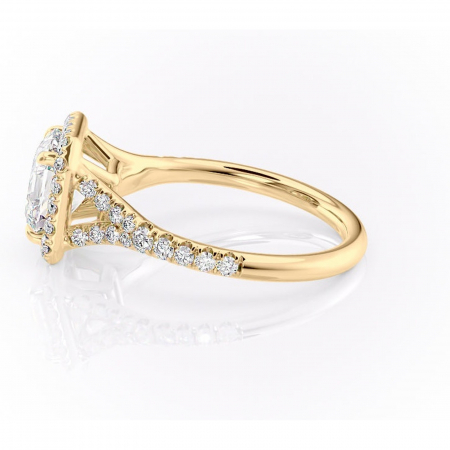 Inel de logodnă Henrietta din aur Galben 14kt cu moissanite tăietură asscher – Halo rafinată pentru profil mediu | Personalizează și configurează gratuit online [5]