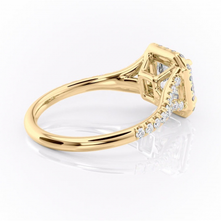 Inel de logodnă Henrietta din aur Galben 14kt cu moissanite tăietură asscher – Halo rafinată pentru profil mediu | Personalizează și configurează gratuit online [2]