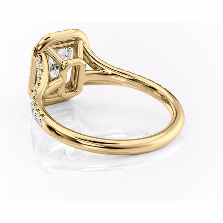 Inel de logodnă Henrietta din aur Galben 18kt cu moissanite tăietură radiantă – Halo rafinată pentru profil mediu | Personalizează și configurează gratuit online [3]