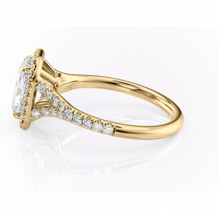 Inel de logodnă Henrietta din aur Galben 18kt cu moissanite tăietură radiantă – Halo rafinată pentru profil mediu | Personalizează și configurează gratuit online [5]