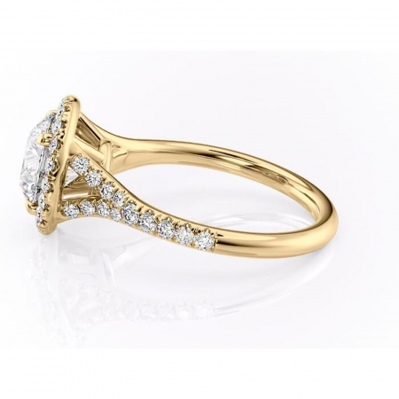 Inel de logodnă Henrietta din aur Galben 14kt cu moissanite tăietură rotundă – Halo rafinată pentru profil mediu | Personalizează și configurează gratuit online [5]