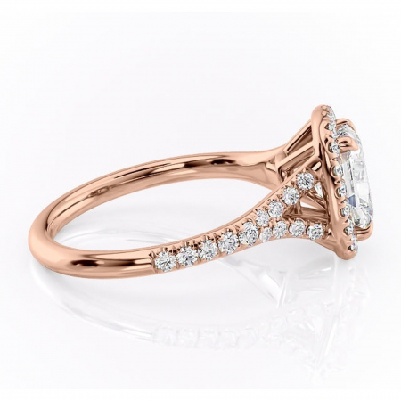 Inel de logodnă Henrietta din aur Rose 14kt cu moissanite tăietură asscher – Halo rafinată pentru profil mediu | Personalizează și configurează gratuit online [1]