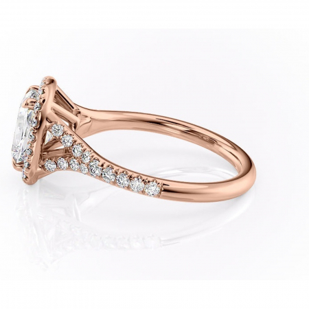 Inel de logodnă Henrietta din aur Rose 14kt cu moissanite tăietură asscher – Halo rafinată pentru profil mediu | Personalizează și configurează gratuit online [5]