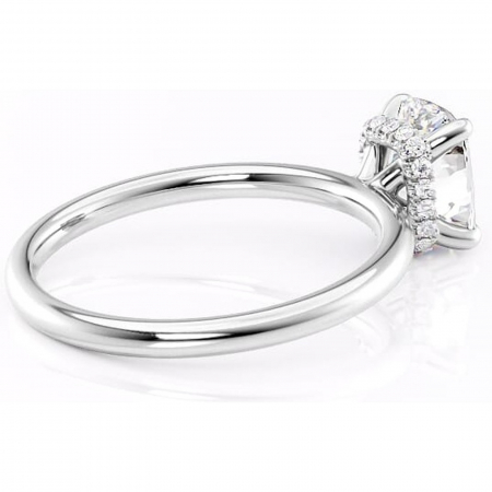 Inel de logodnă Indie din aur Alb 14kt cu moissanite tăietură pernă – Solitar rafinată pentru profil înalt | Personalizează și configurează gratuit online [2]